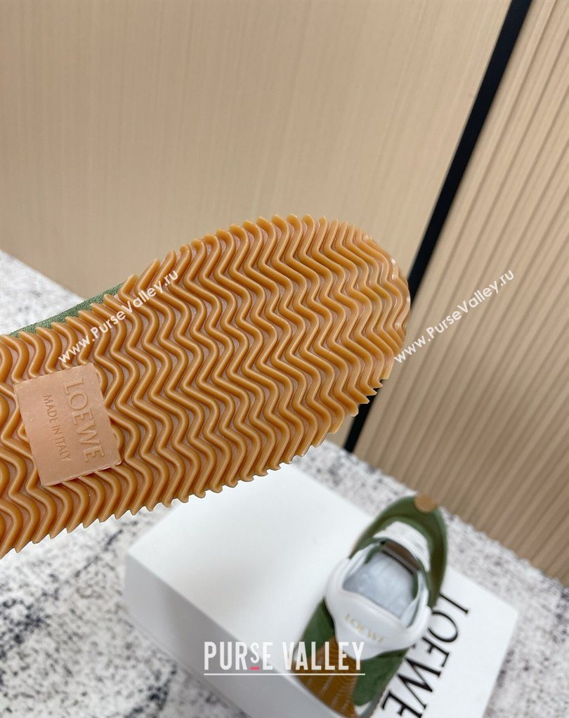 Loewe Flow Runner Sneakers in Nylon and Suede Green 37 2026 0226 (MD-260226047)