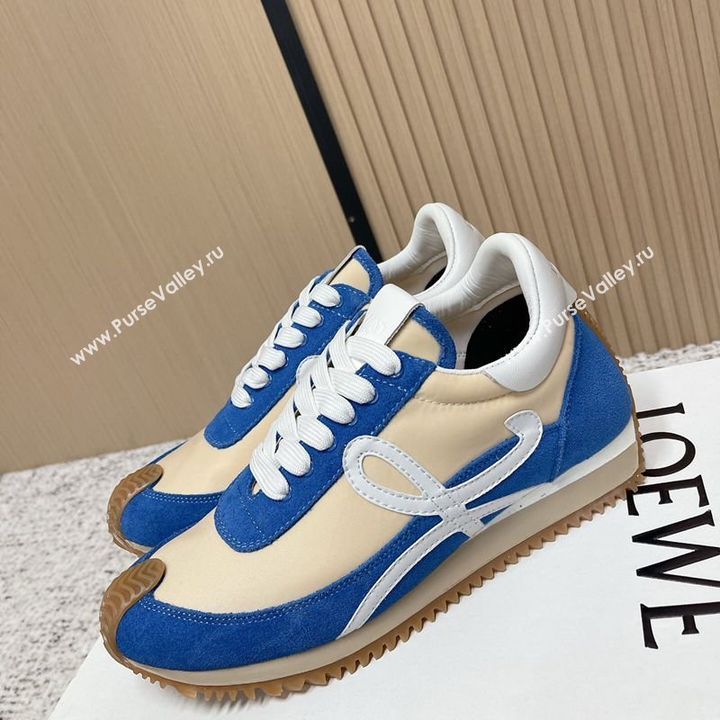 Loewe Flow Runner Sneakers in Nylon and Suede Beige/Blue 2026 0226 (MD-260226015)