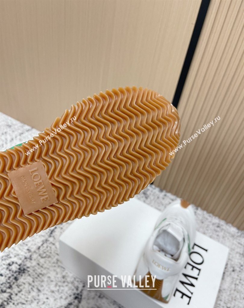 Loewe Flow Runner Sneakers in Nylon and Suede White/Green 2026 0226 (MD-260226048)