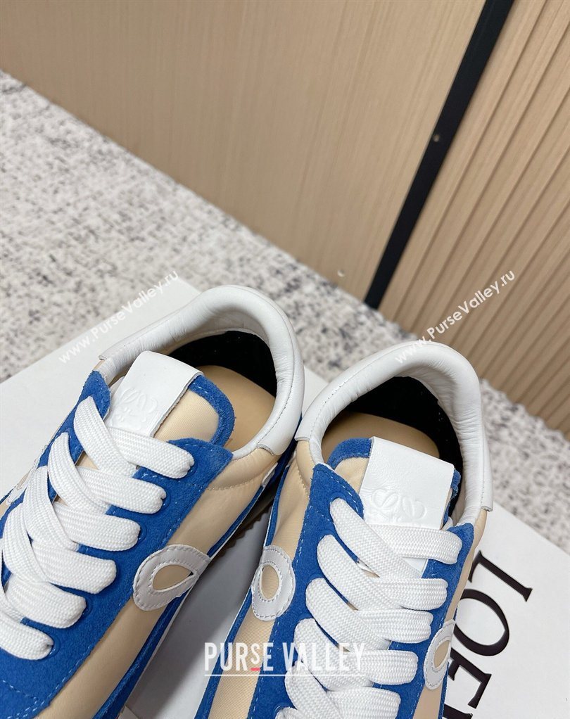 Loewe Flow Runner Sneakers in Nylon and Suede Beige/Blue 2026 0226 (MD-260226015)