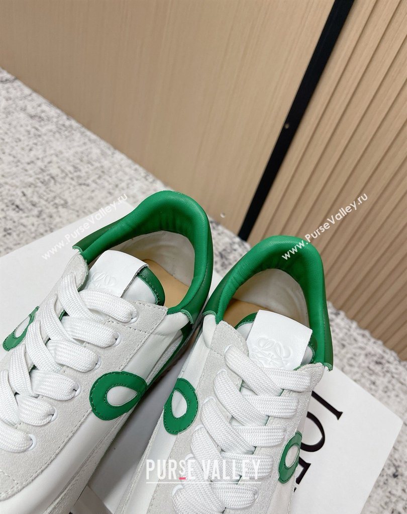 Loewe Flow Runner Sneakers in Nylon and Suede White/Green 39 2026 0226 (MD-260226049)
