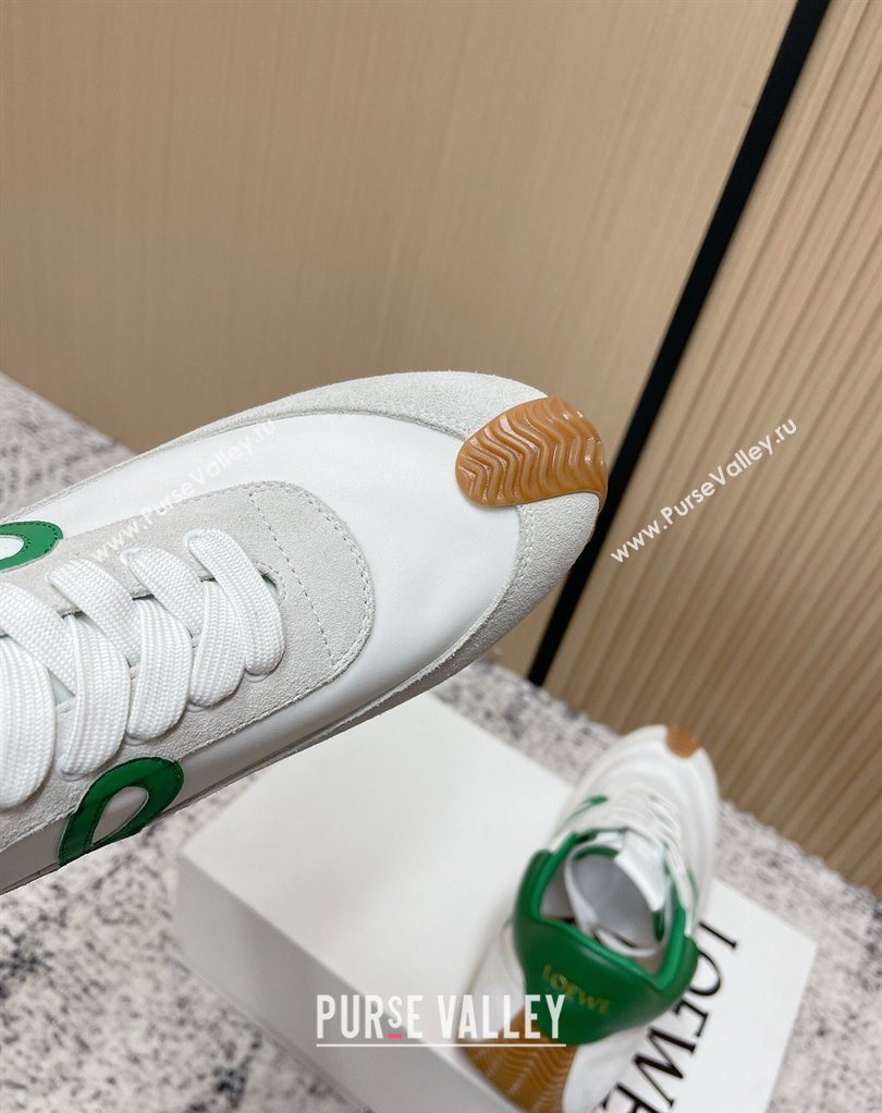 Loewe Flow Runner Sneakers in Nylon and Suede White/Green 39 2026 0226 (MD-260226049)