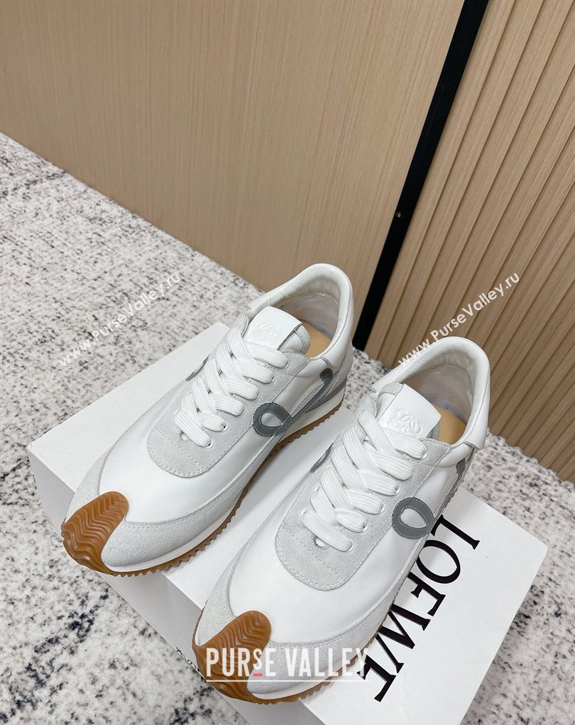 Loewe Flow Runner Sneakers in Nylon and Suede White/Grey 40 2026 0226 (MD-260226050)