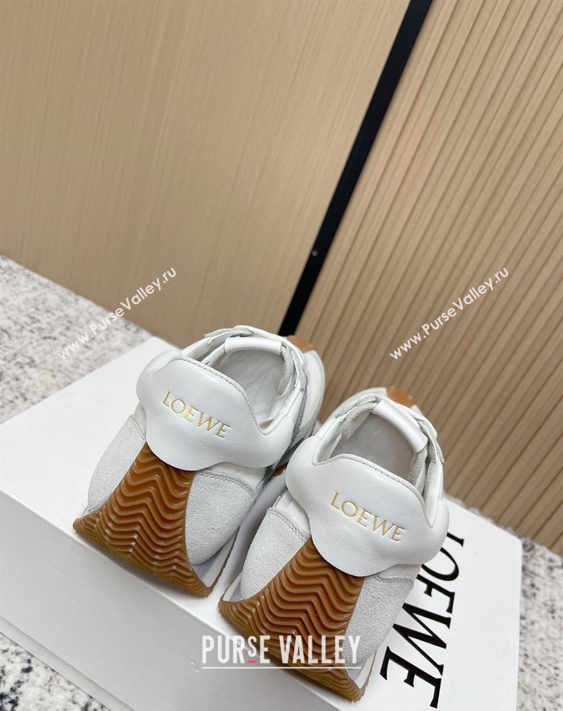 Loewe Flow Runner Sneakers in Nylon and Suede White/Grey 40 2026 0226 (MD-260226050)