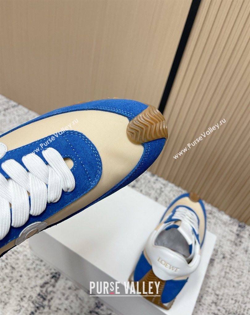 Loewe Flow Runner Sneakers in Nylon and Suede Beige/Blue 2026 0226 (MD-260226015)