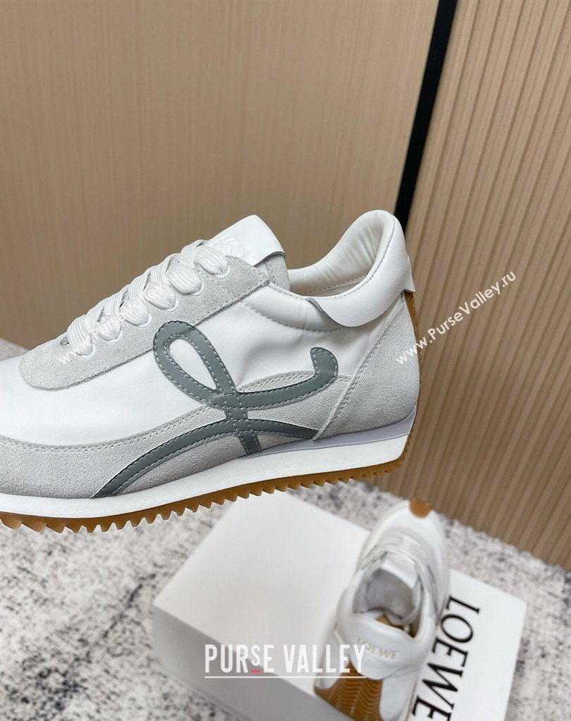 Loewe Flow Runner Sneakers in Nylon and Suede White/Grey 40 2026 0226 (MD-260226050)