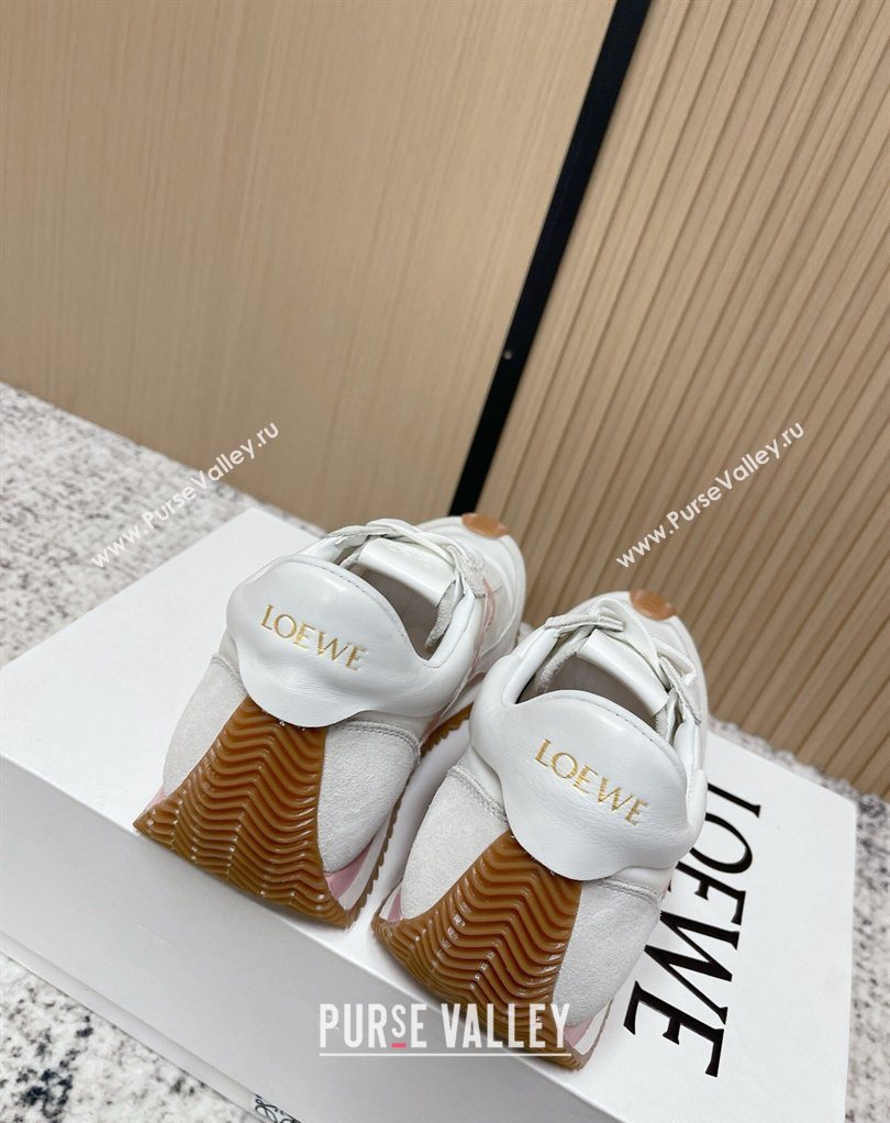 Loewe Flow Runner Sneakers in Nylon and Suede White/Pink 2026 0226 (MD-260226051)