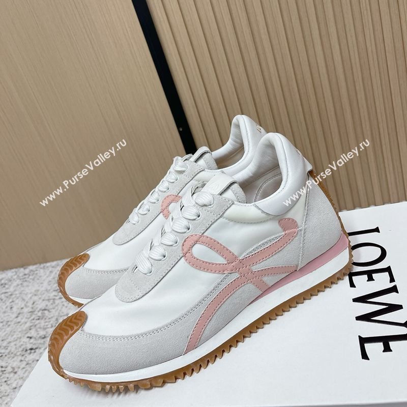 Loewe Flow Runner Sneakers in Nylon and Suede White/Pink 2026 0226 (MD-260226051)