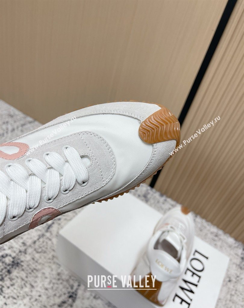 Loewe Flow Runner Sneakers in Nylon and Suede White/Pink 2026 0226 (MD-260226051)