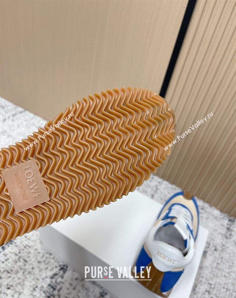 Loewe Flow Runner Sneakers in Nylon and Suede Beige/Blue 2026 0226 (MD-260226015)