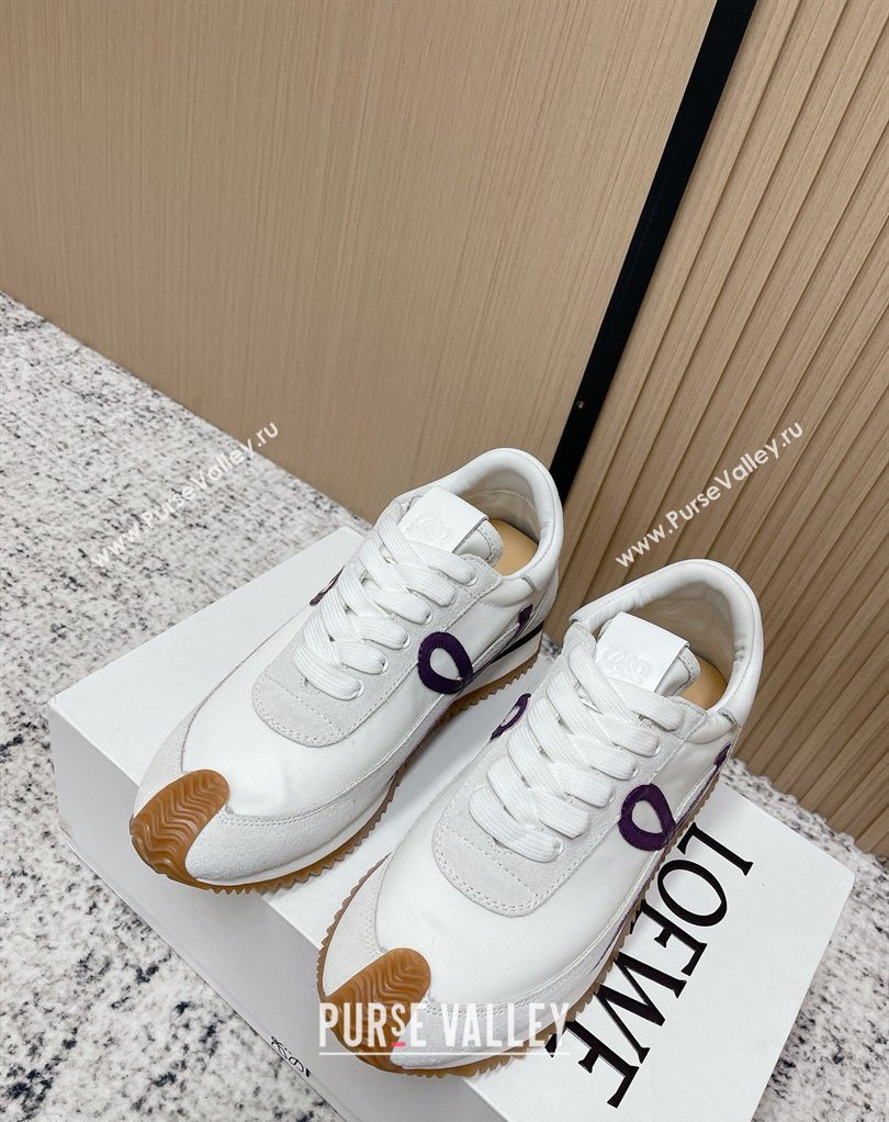 Loewe Flow Runner Sneakers in Nylon and Suede White/Purple 2026 0226 (MD-260226052)