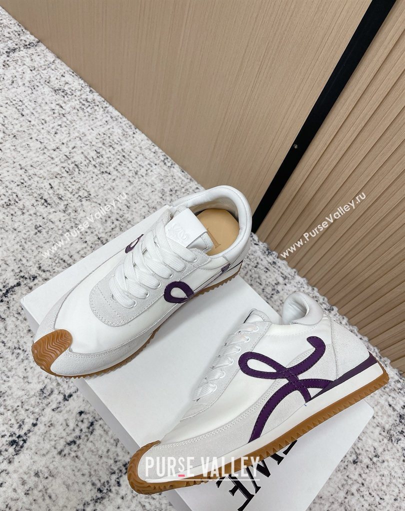 Loewe Flow Runner Sneakers in Nylon and Suede White/Purple 2026 0226 (MD-260226052)