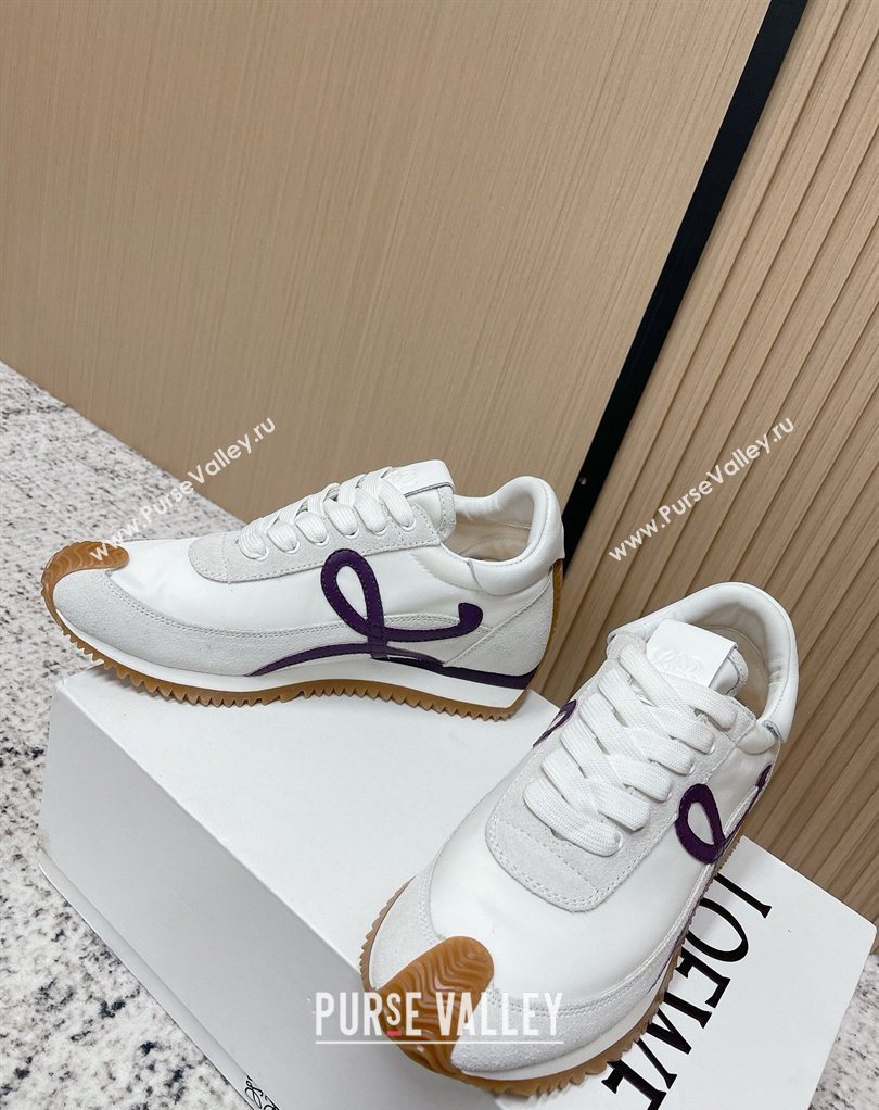 Loewe Flow Runner Sneakers in Nylon and Suede White/Purple 2026 0226 (MD-260226052)