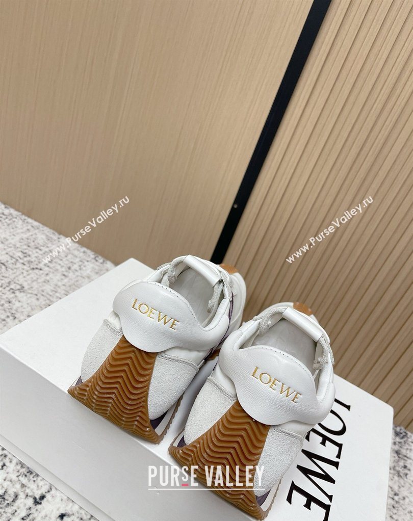 Loewe Flow Runner Sneakers in Nylon and Suede White/Purple 2026 0226 (MD-260226052)