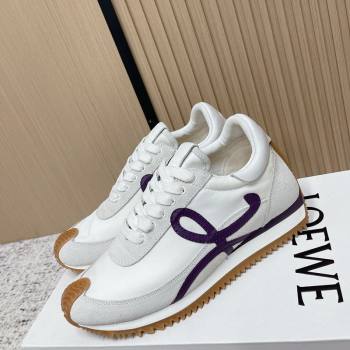 Loewe Flow Runner Sneakers in Nylon and Suede White/Purple 2026 0226 (MD-260226052)