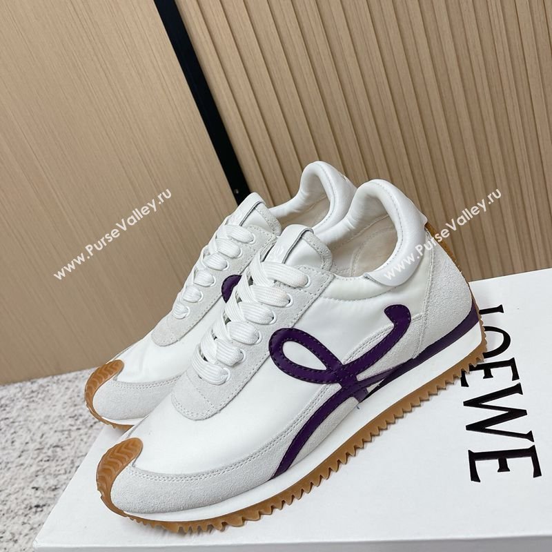 Loewe Flow Runner Sneakers in Nylon and Suede White/Purple 2026 0226 (MD-260226052)