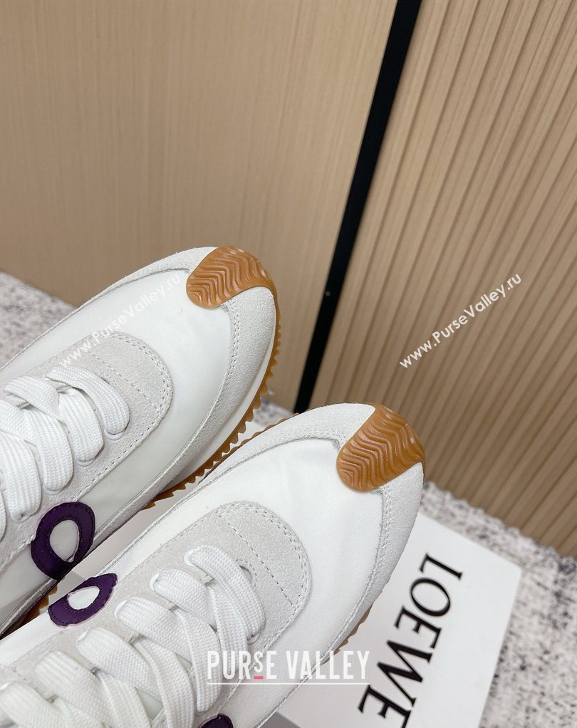 Loewe Flow Runner Sneakers in Nylon and Suede White/Purple 2026 0226 (MD-260226052)