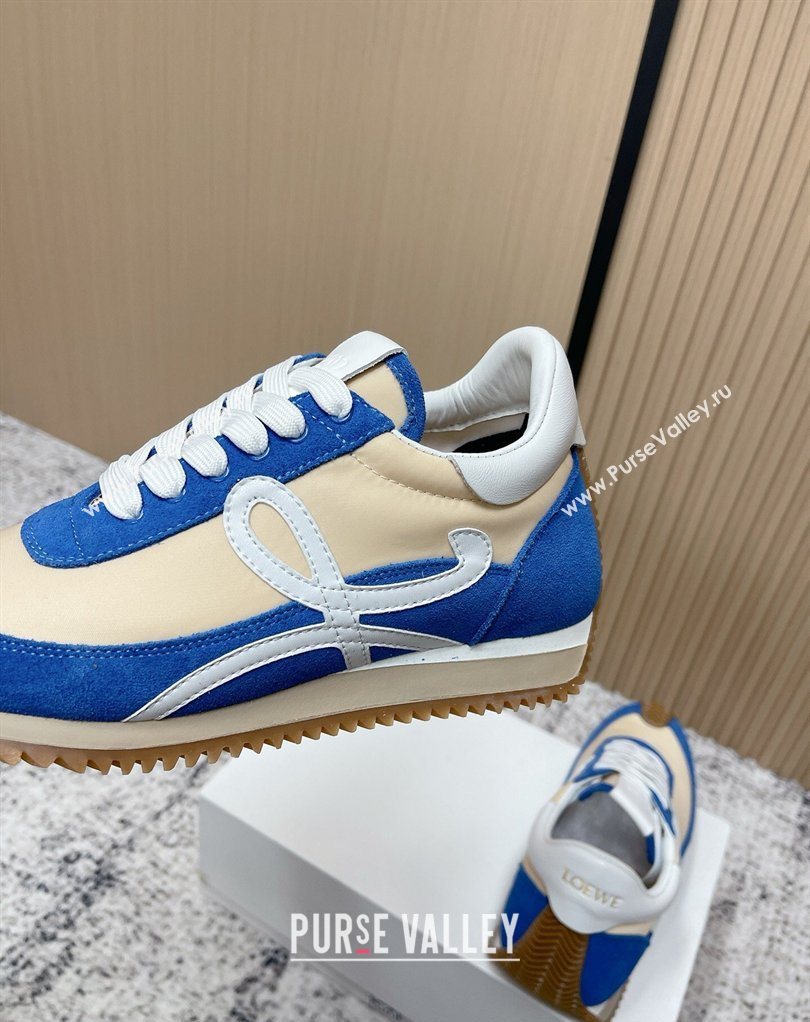 Loewe Flow Runner Sneakers in Nylon and Suede Beige/Blue 2026 0226 (MD-260226015)