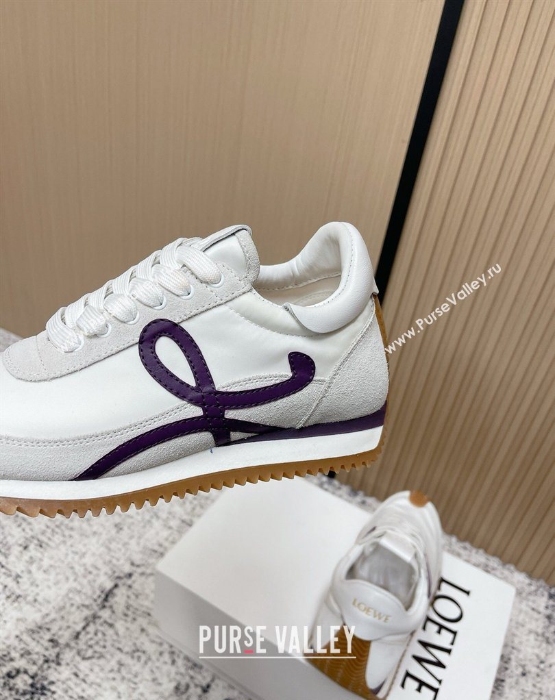Loewe Flow Runner Sneakers in Nylon and Suede White/Purple 2026 0226 (MD-260226052)