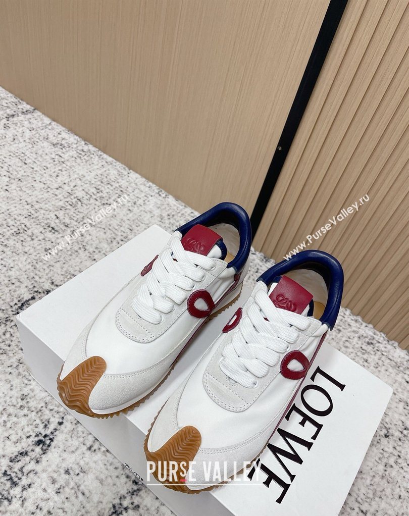 Loewe Flow Runner Sneakers in Nylon and Suede White/Blue 44 2026 0226 (MD-260226054)