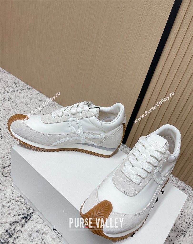 Loewe Flow Runner Sneakers in Nylon and Suede White/Grey 1 2026 0226 (MD-260226012)