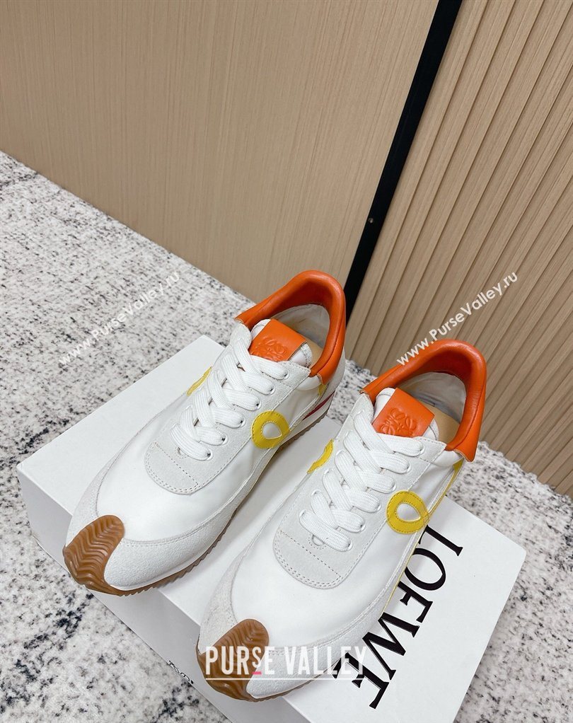 Loewe Flow Runner Sneakers in Nylon and Suede White/Orange 2026 0226 (MD-260226058)