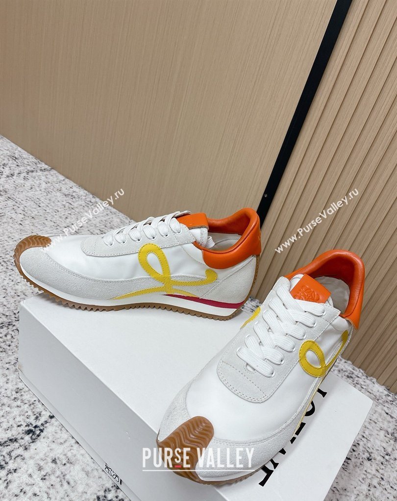 Loewe Flow Runner Sneakers in Nylon and Suede White/Orange 2026 0226 (MD-260226058)