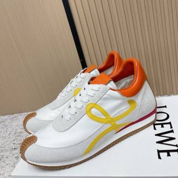 Loewe Flow Runner Sneakers in Nylon and Suede White/Orange 2026 0226 (MD-260226058)