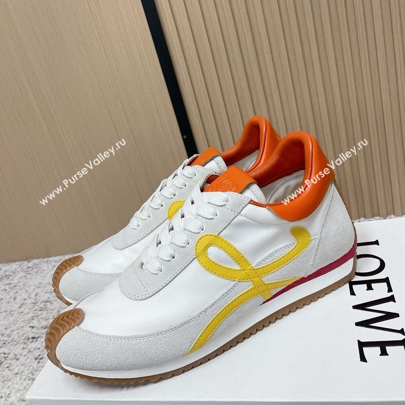 Loewe Flow Runner Sneakers in Nylon and Suede White/Orange 2026 0226 (MD-260226058)