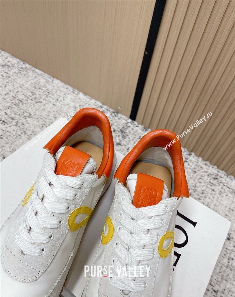 Loewe Flow Runner Sneakers in Nylon and Suede White/Orange 2026 0226 (MD-260226058)