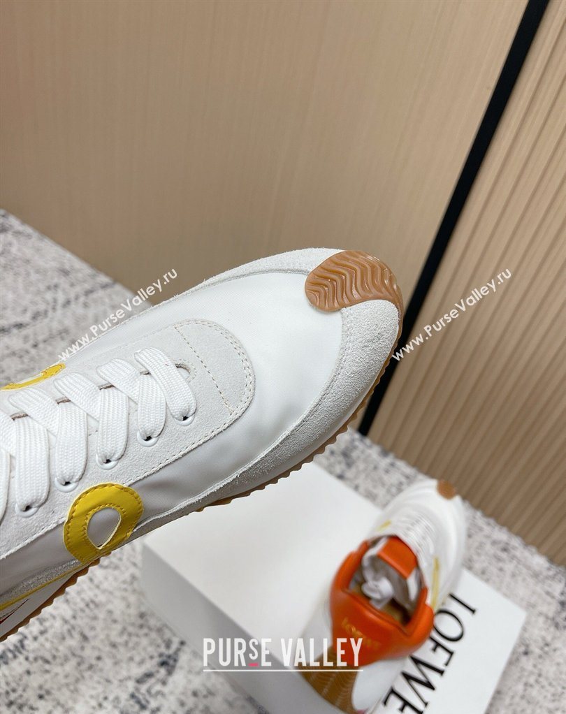 Loewe Flow Runner Sneakers in Nylon and Suede White/Orange 2026 0226 (MD-260226058)