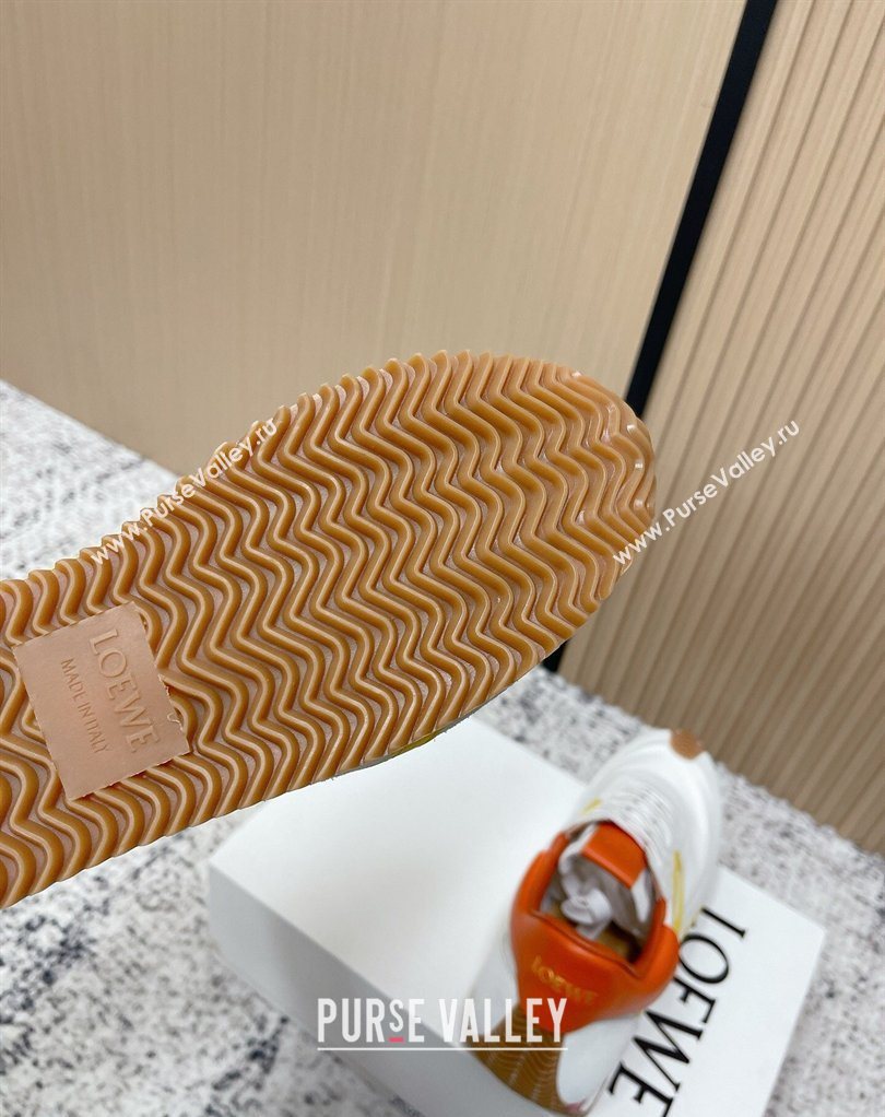 Loewe Flow Runner Sneakers in Nylon and Suede White/Orange 2026 0226 (MD-260226058)