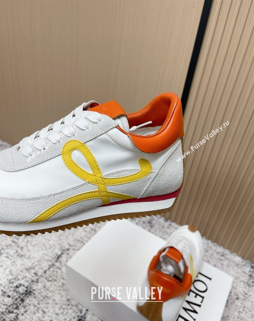 Loewe Flow Runner Sneakers in Nylon and Suede White/Orange 2026 0226 (MD-260226058)