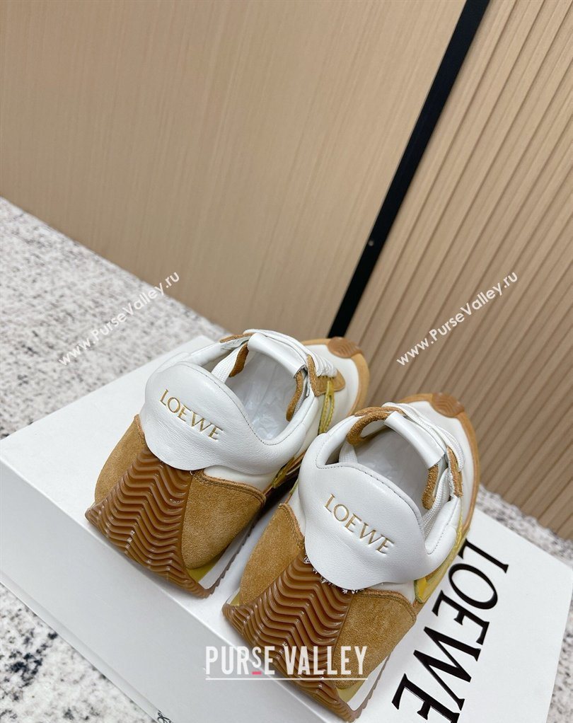 Loewe Flow Runner Sneakers in Nylon and Suede White/Brown 49 2026 0226 (MD-260226059)