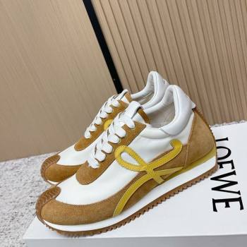 Loewe Flow Runner Sneakers in Nylon and Suede White/Brown 49 2026 0226 (MD-260226059)