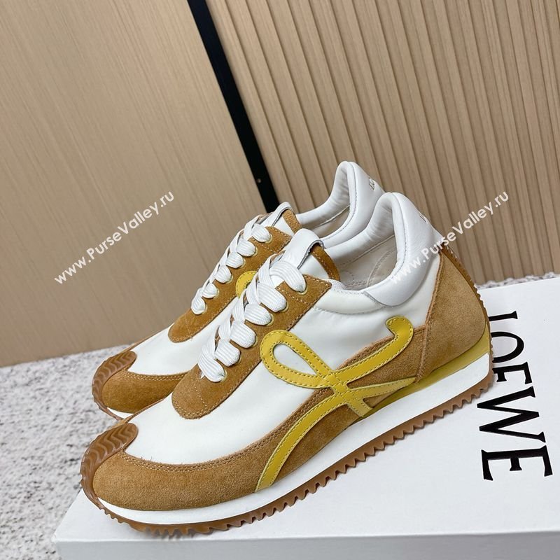 Loewe Flow Runner Sneakers in Nylon and Suede White/Brown 49 2026 0226 (MD-260226059)