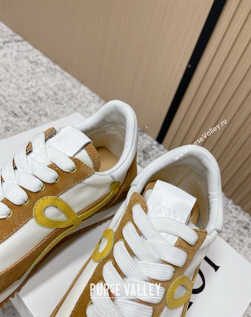 Loewe Flow Runner Sneakers in Nylon and Suede White/Brown 49 2026 0226 (MD-260226059)