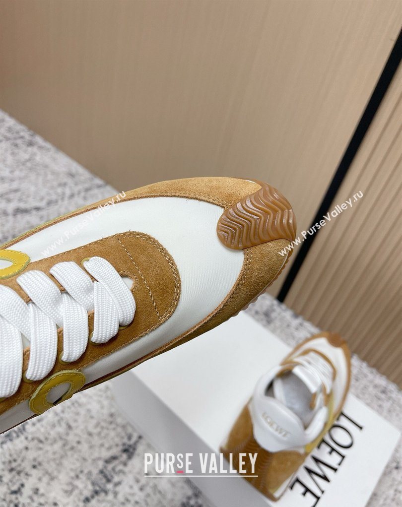 Loewe Flow Runner Sneakers in Nylon and Suede White/Brown 49 2026 0226 (MD-260226059)