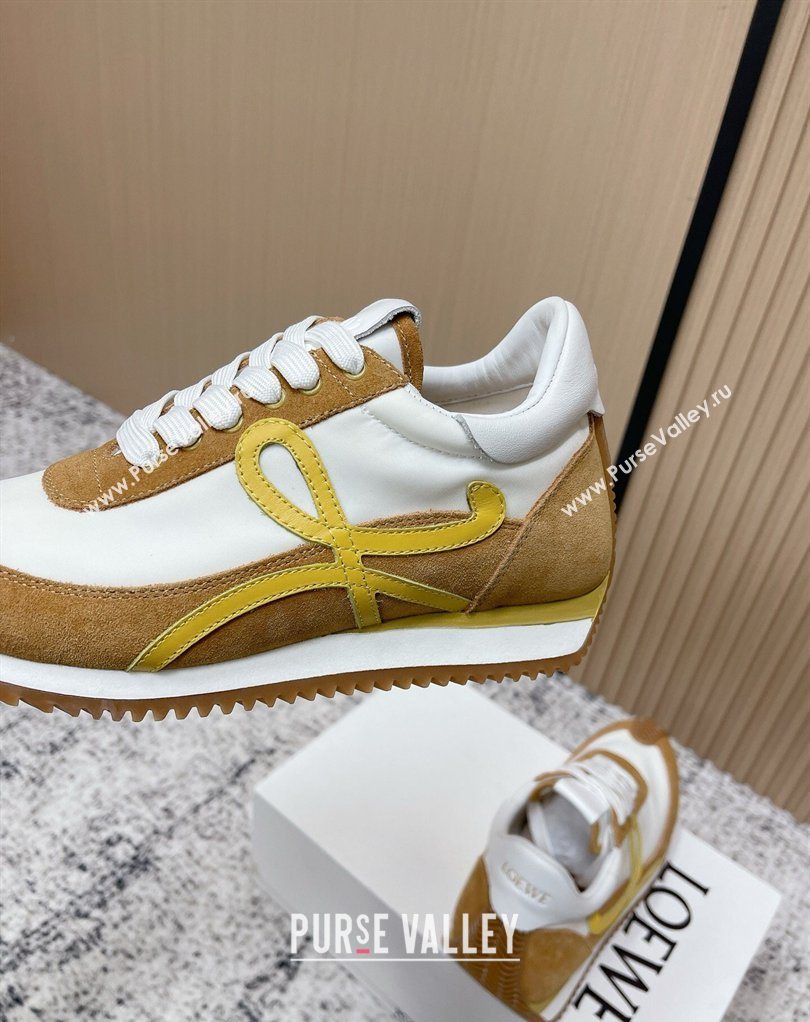 Loewe Flow Runner Sneakers in Nylon and Suede White/Brown 49 2026 0226 (MD-260226059)