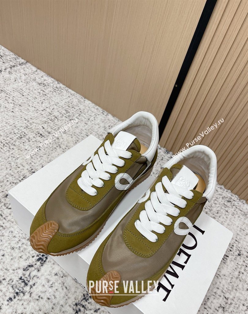 Loewe Flow Runner Sneakers in Nylon and Suede Green 7 2026 0226 (MD-260226017)