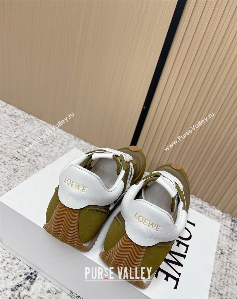 Loewe Flow Runner Sneakers in Nylon and Suede Green 7 2026 0226 (MD-260226017)