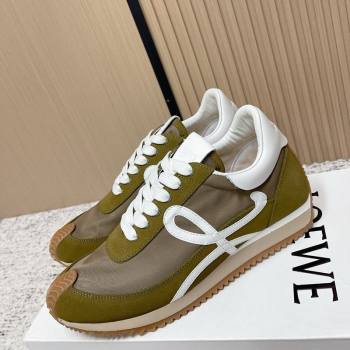 Loewe Flow Runner Sneakers in Nylon and Suede Green 7 2026 0226 (MD-260226017)