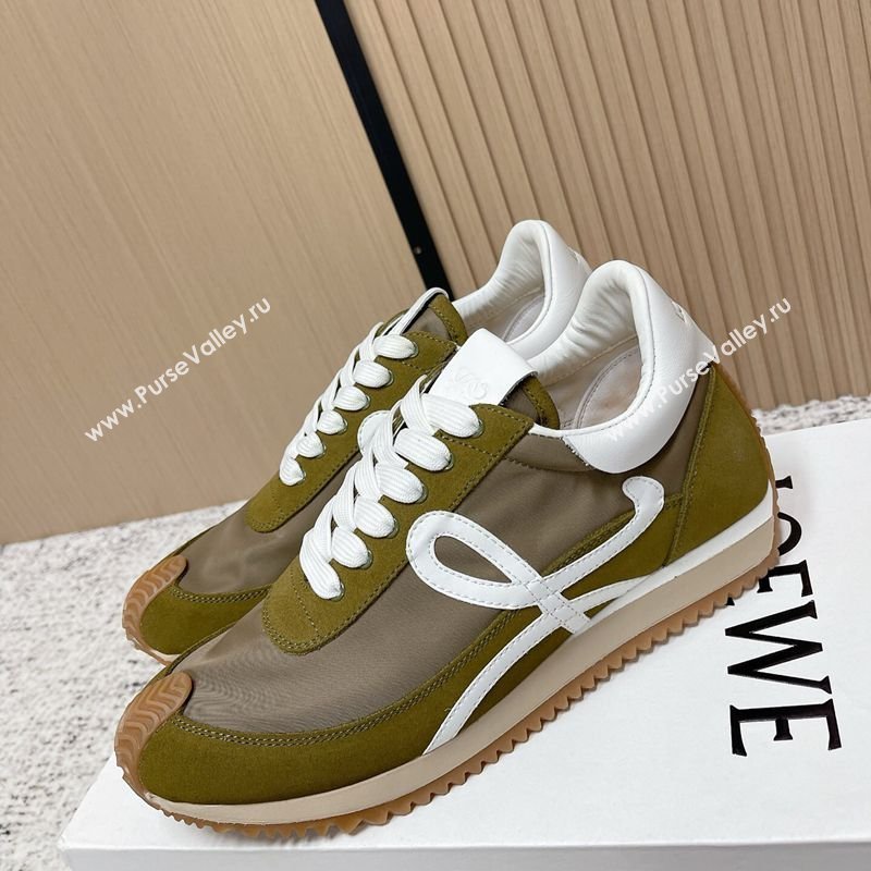 Loewe Flow Runner Sneakers in Nylon and Suede Green 7 2026 0226 (MD-260226017)