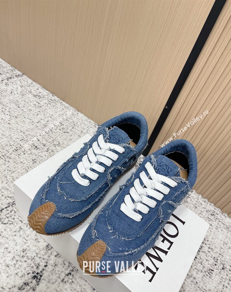 Loewe Flow Runner Sneakers in Denim with Bow Blue 2026 0226 (MD-260226069)