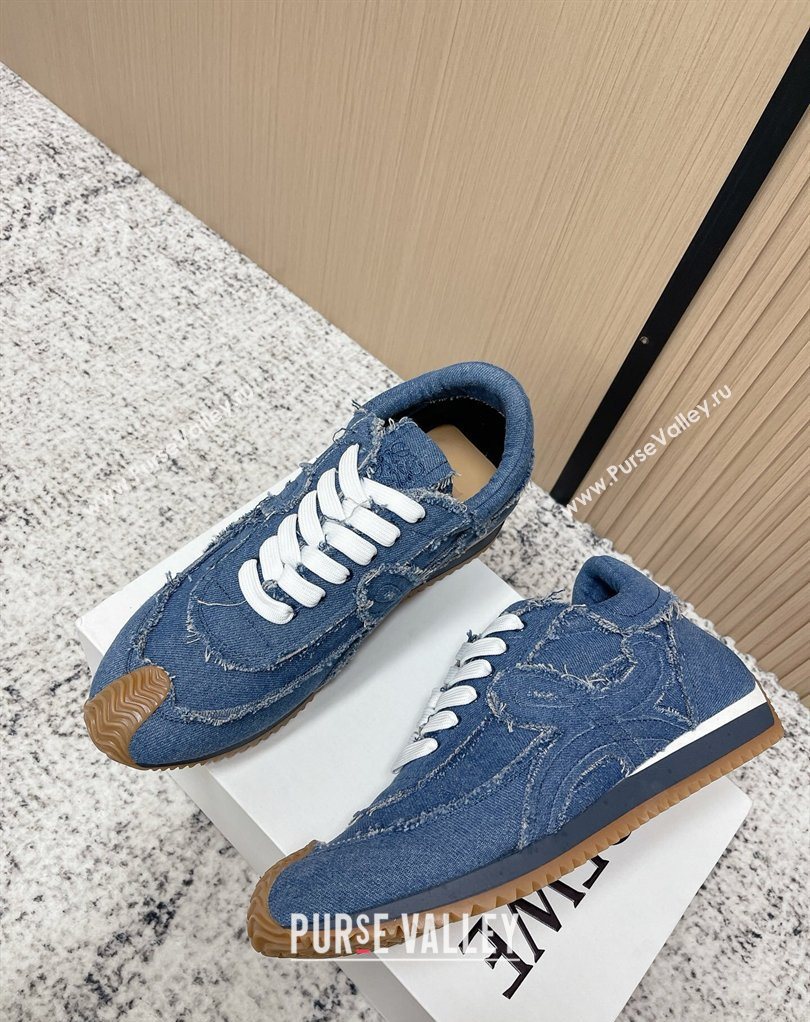 Loewe Flow Runner Sneakers in Denim with Bow Blue 2026 0226 (MD-260226069)