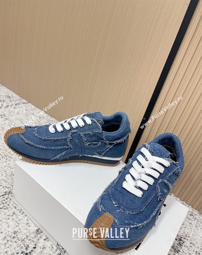 Loewe Flow Runner Sneakers in Denim with Bow Blue 2026 0226 (MD-260226069)