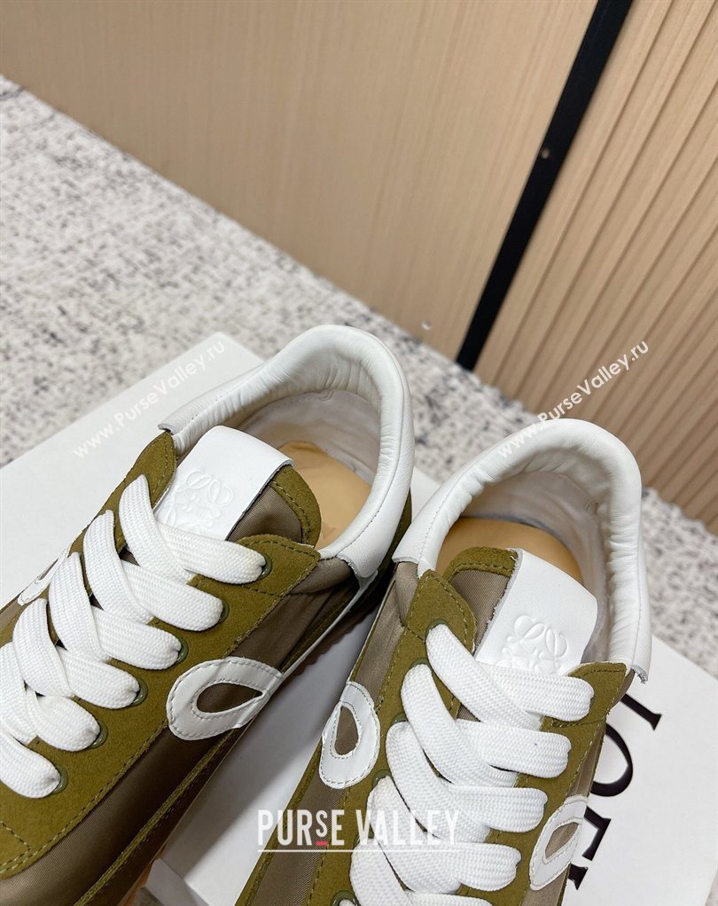 Loewe Flow Runner Sneakers in Nylon and Suede Green 7 2026 0226 (MD-260226017)
