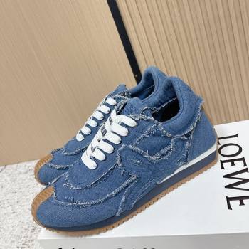 Loewe Flow Runner Sneakers in Denim with Bow Blue 2026 0226 (MD-260226069)
