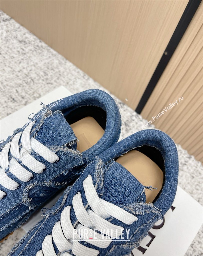 Loewe Flow Runner Sneakers in Denim with Bow Blue 2026 0226 (MD-260226069)