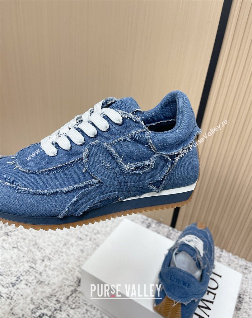 Loewe Flow Runner Sneakers in Denim with Bow Blue 2026 0226 (MD-260226069)